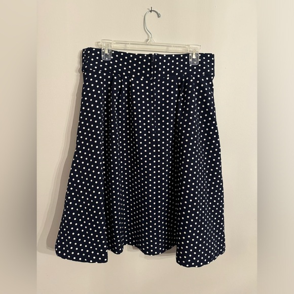 ModCloth Navy polka dot skirt with faux belt accent size L - Picture 1 of 7